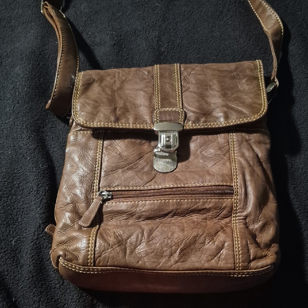 Vintage Tan Leather Messenger Bag